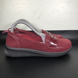 Clarks Cloudstepper Womens Size 8 Red Leather Slip On Loafer
